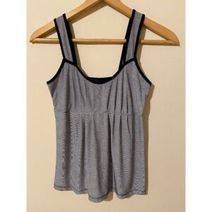 The Limited Womens Sleeveless Pleated Front Blouse Top Black White Stripes Sz XS